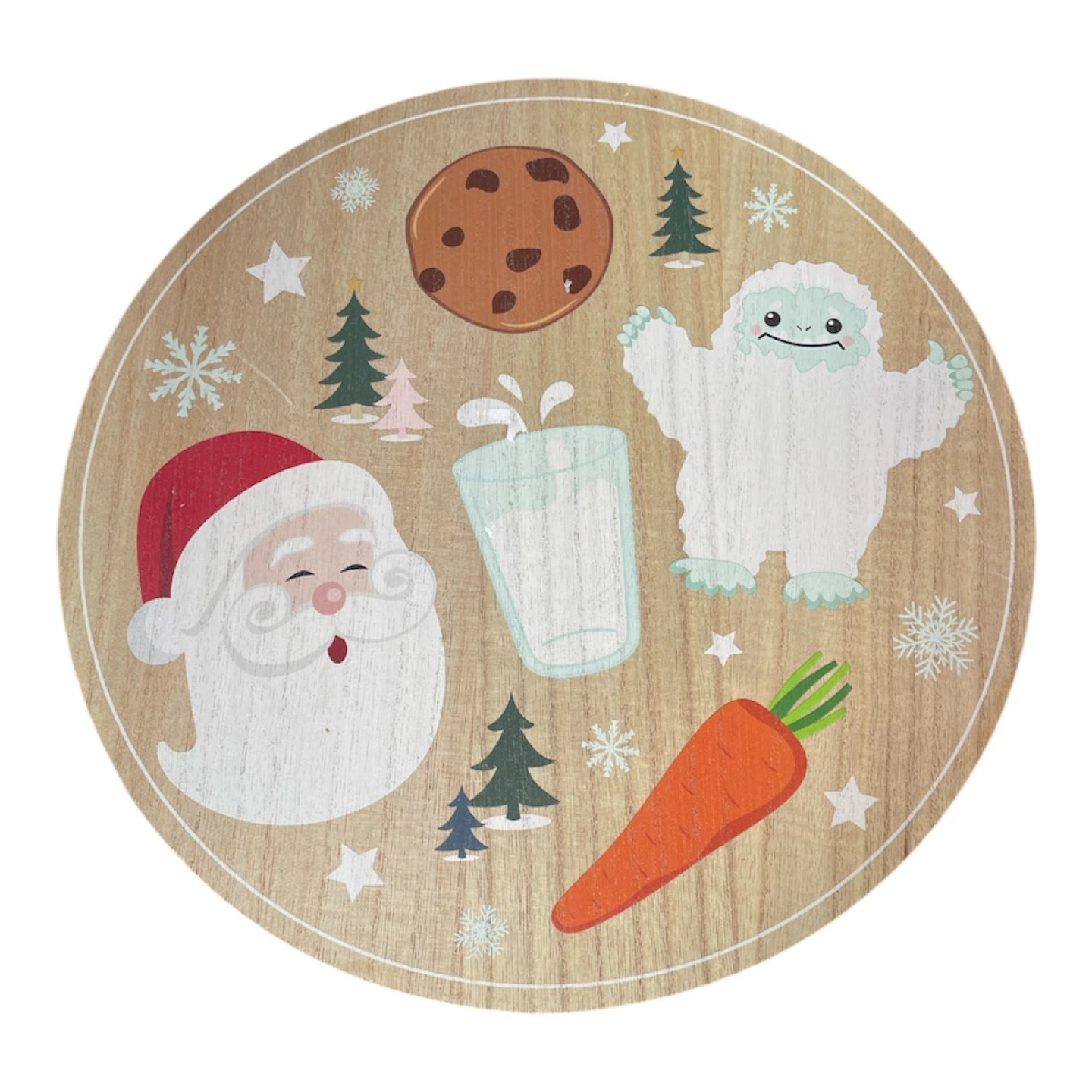 Wooden Christmas Santa Claus Cookie Platter