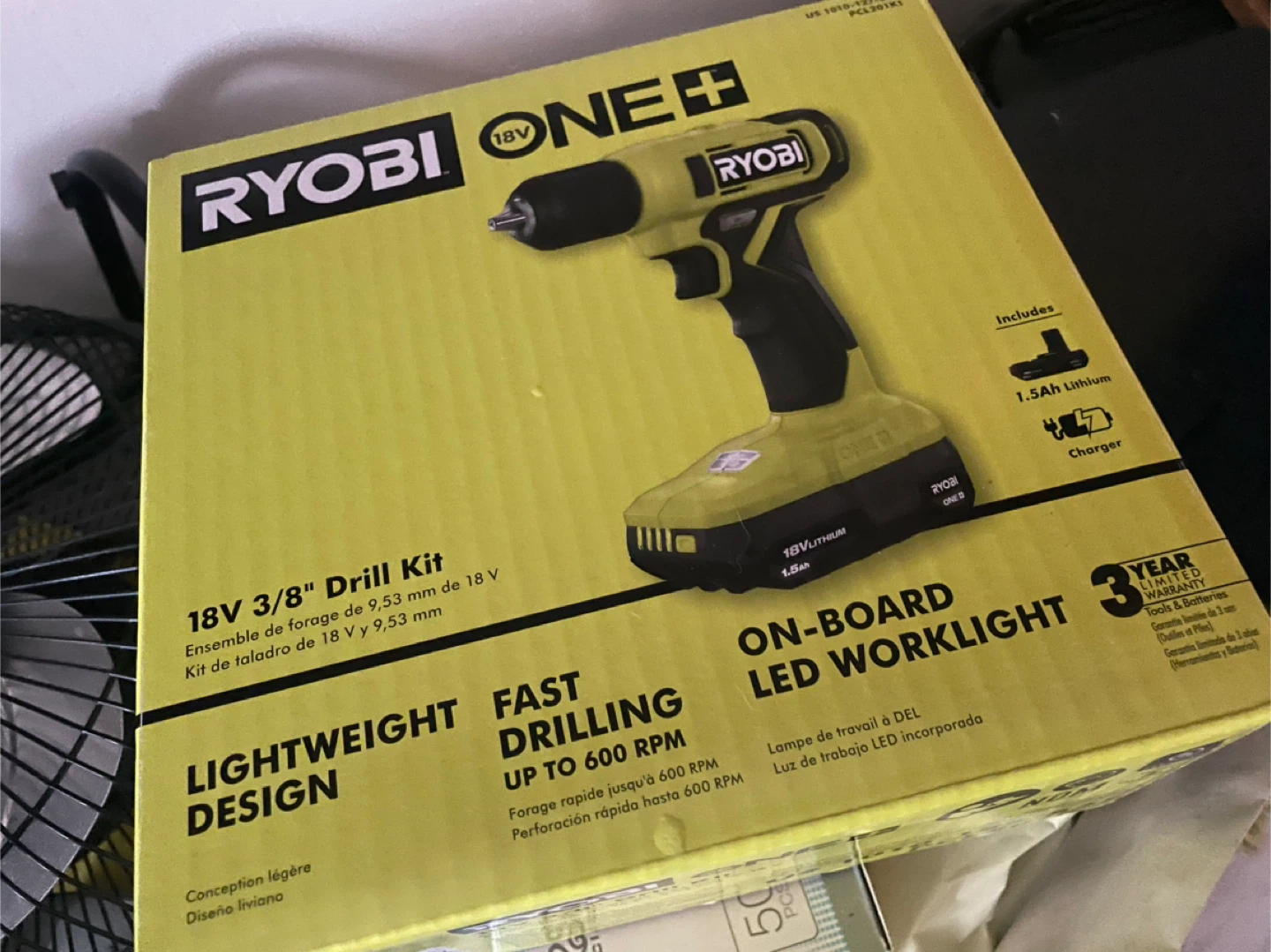 Ryobi 18V 3/8" Drill with LED Worklight