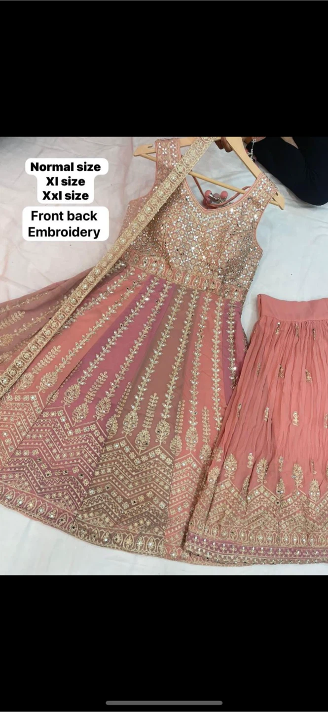Pink Embroidered Sharara Suit - XL - photo 3