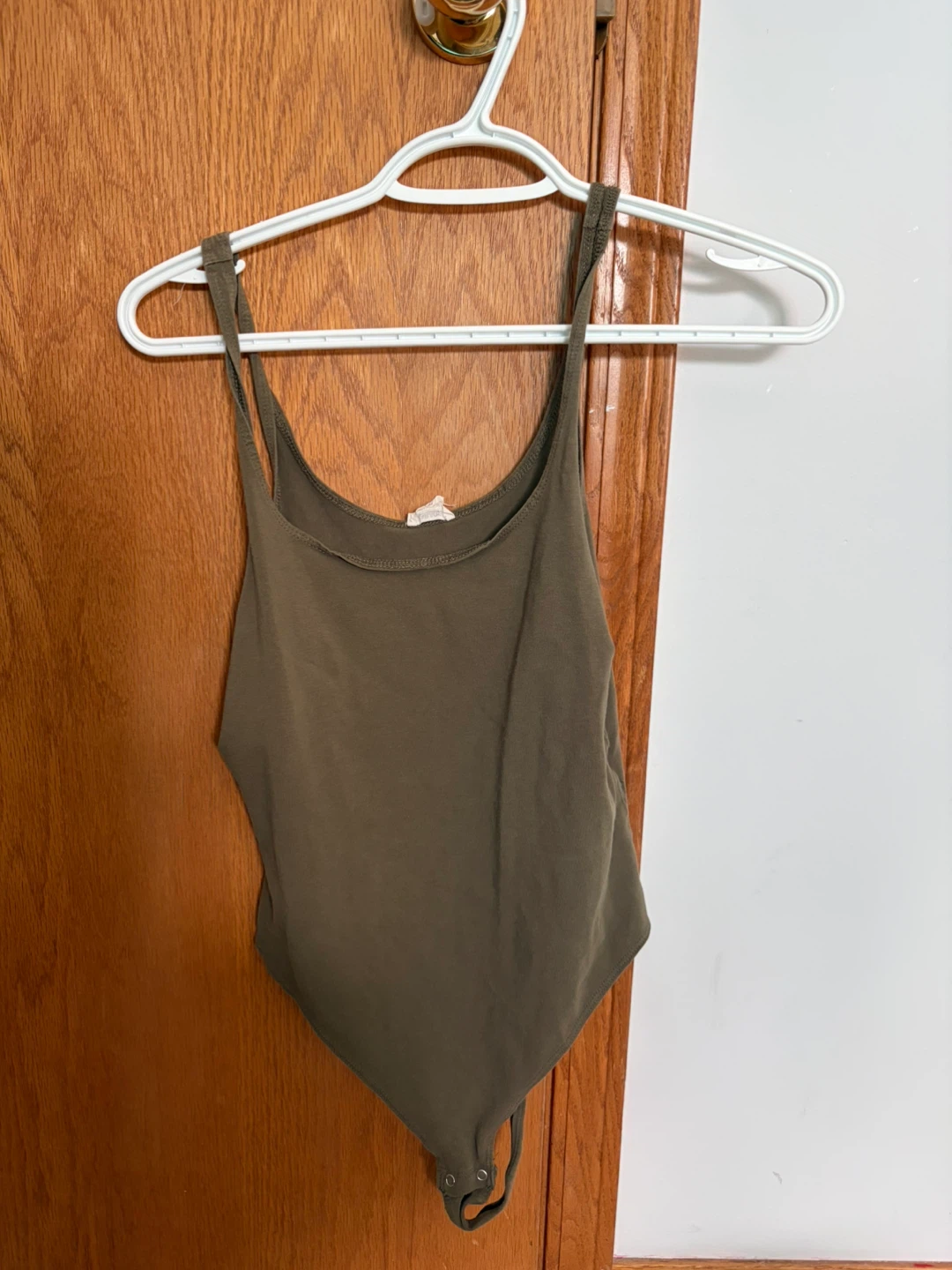 Olive Green Spaghetti Strap Bodysuit - Garage