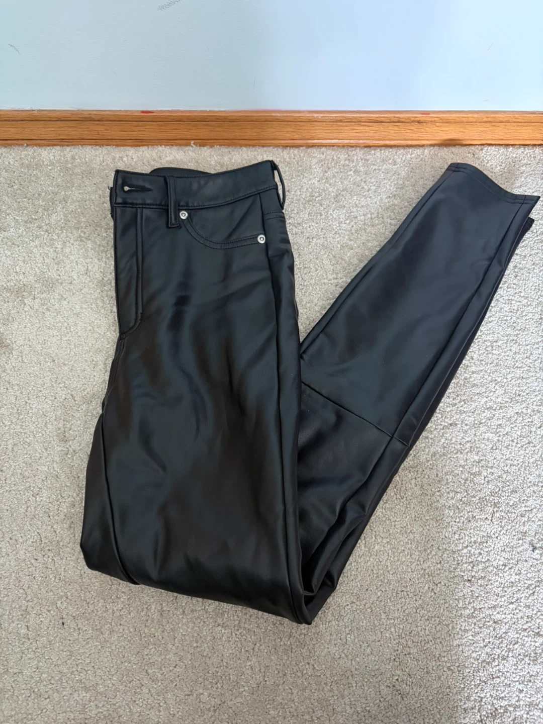 Black Faux Leather Pants - skinny