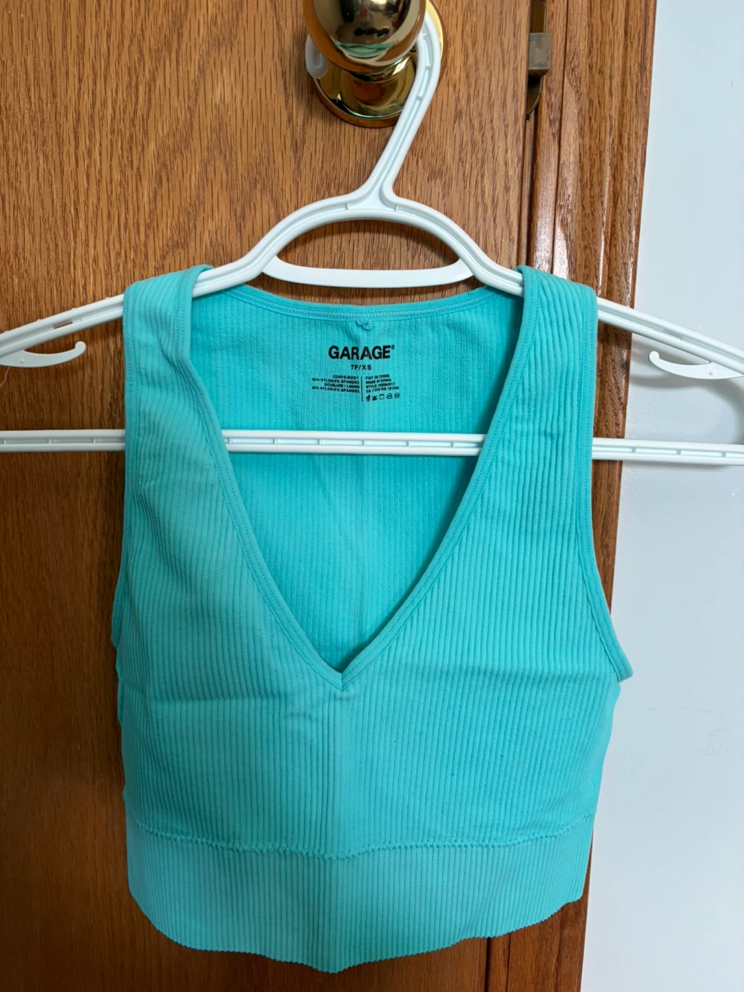 Garage Ribbed Crop Tank Tops - Teal and Yellow - photo 2