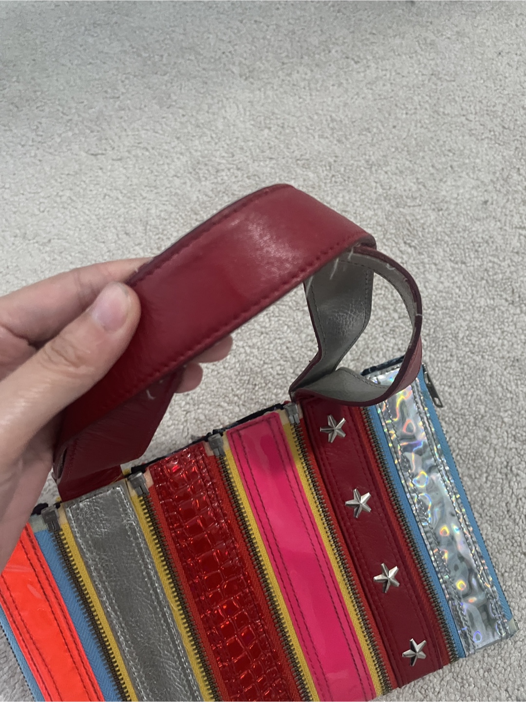 Colourful Striped Shoulder Bag with Star Accents - photo 2