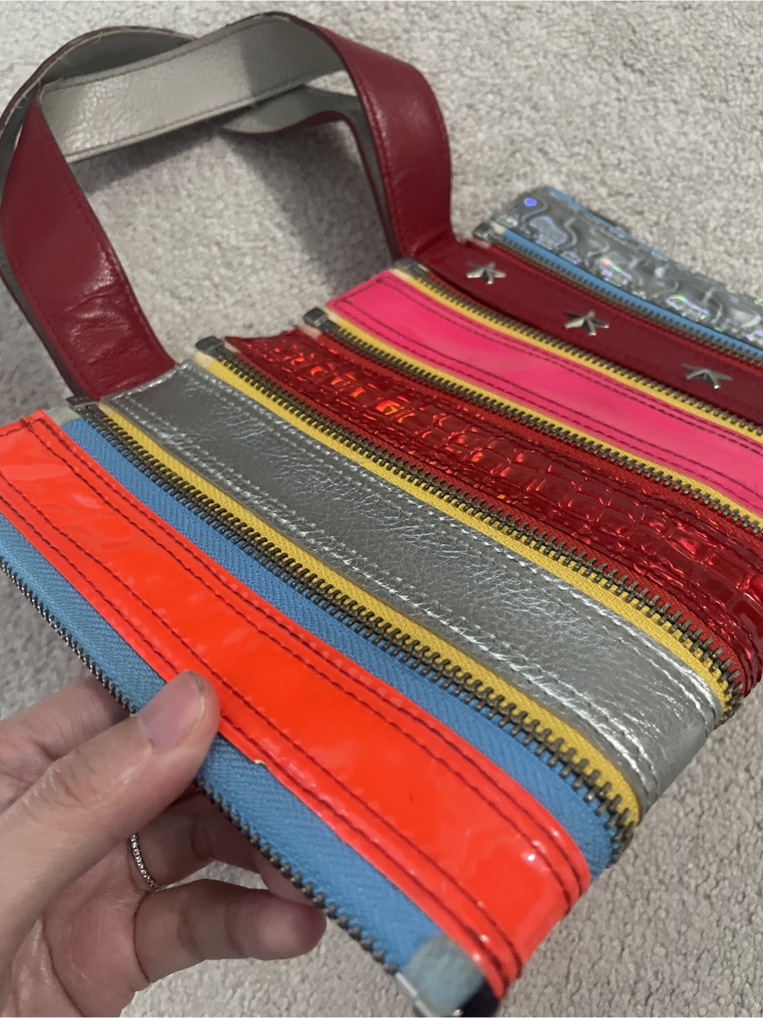 Colourful Striped Shoulder Bag with Star Accents - photo 3