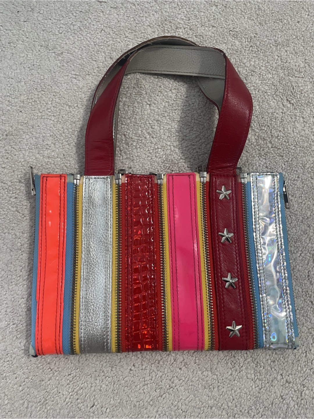 Colourful Striped Shoulder Bag with Star Accents