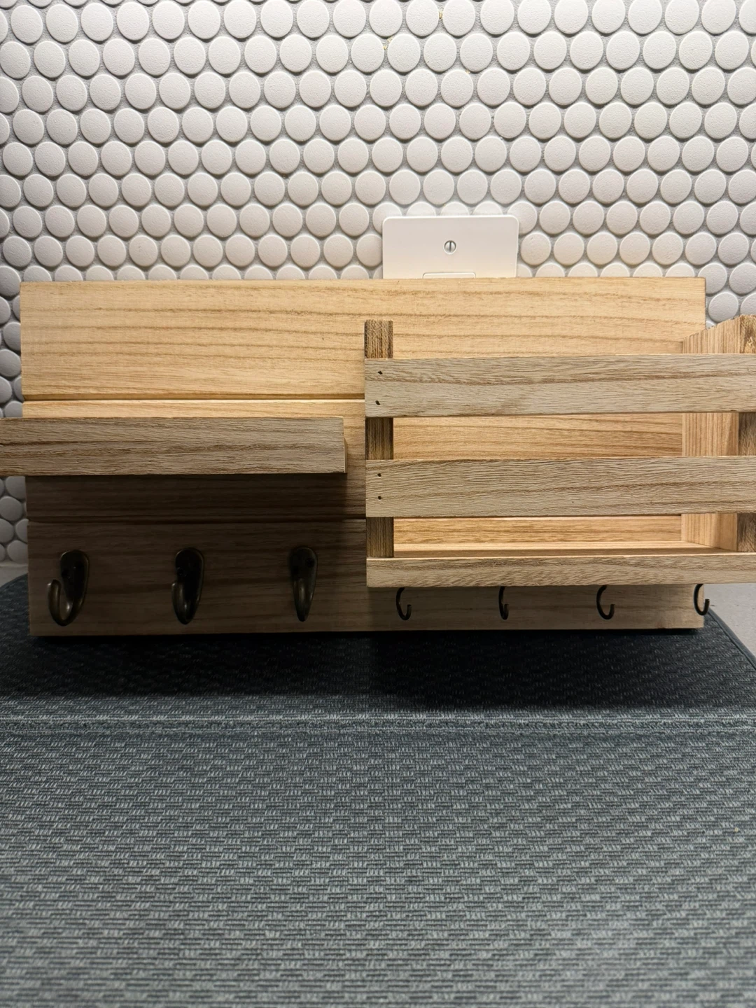 Wooden Wall Mounted Mail Sorter and Key Holder