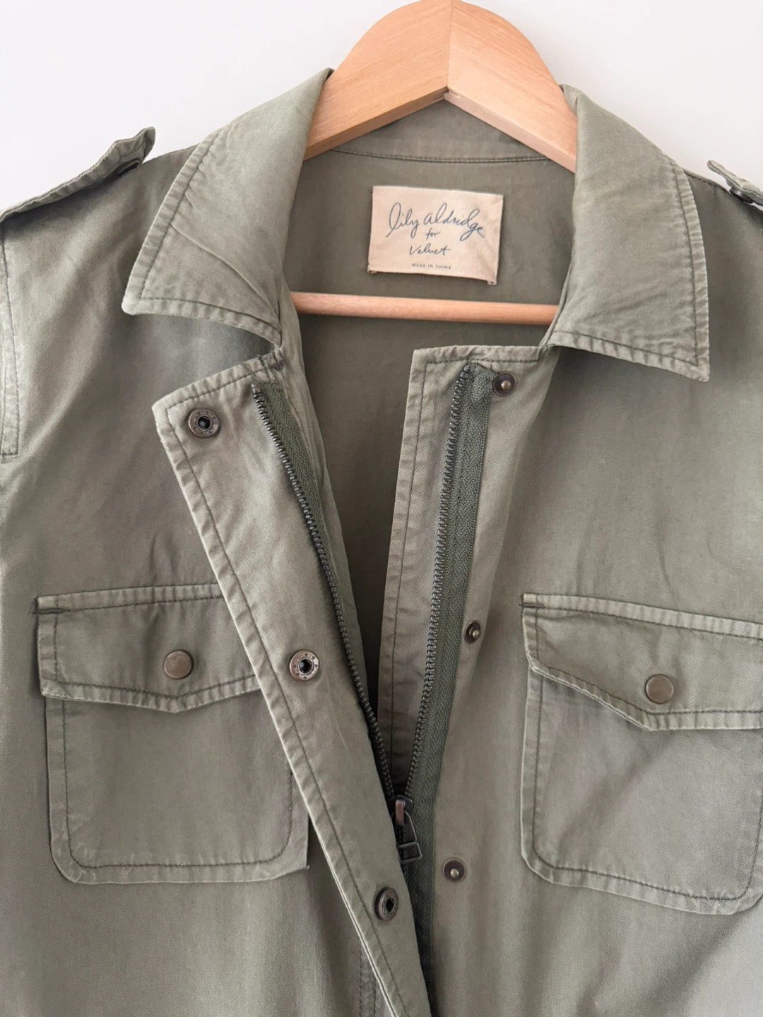 Lily Aldridge for Velvet Rudy Olive Green Utility Jacket - photo 3