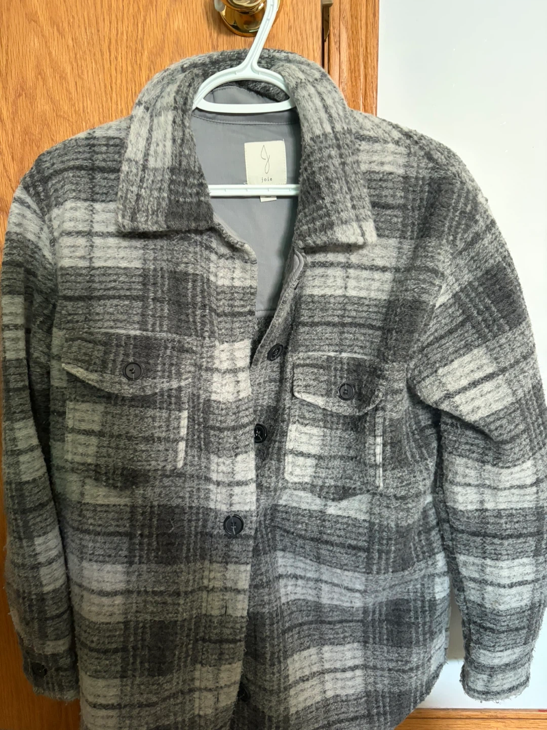 Joie Plaid Button-Up Shacket Shirt Jacket - Size S/P - photo 2