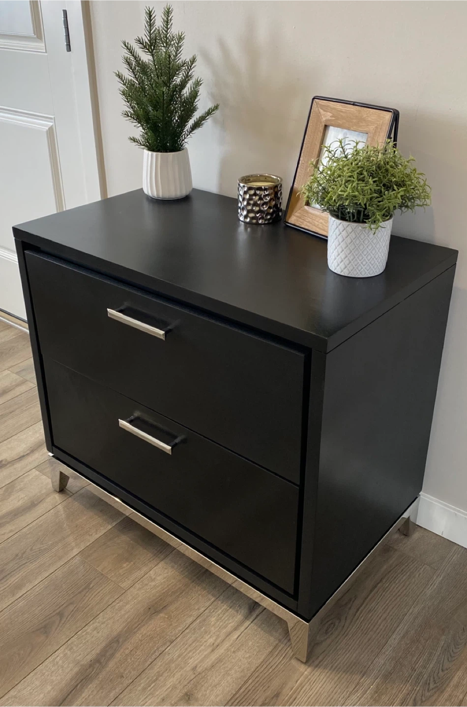 Modern Single King Nightstand Black & Silver - photo 5