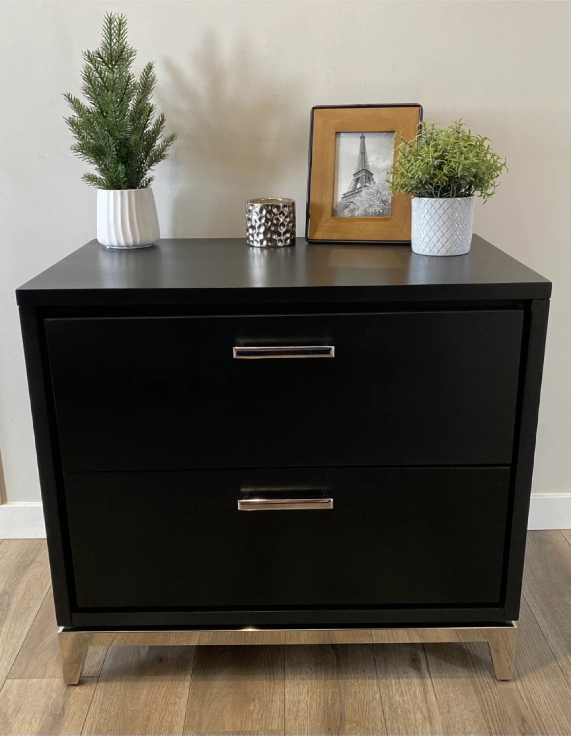 Modern Single King Nightstand Black & Silver - photo 3