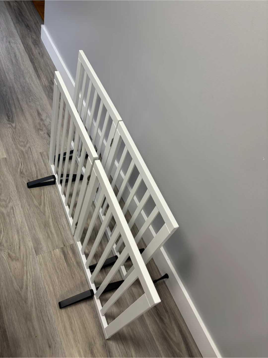 White Wooden Baby Gate with Metal Brackets