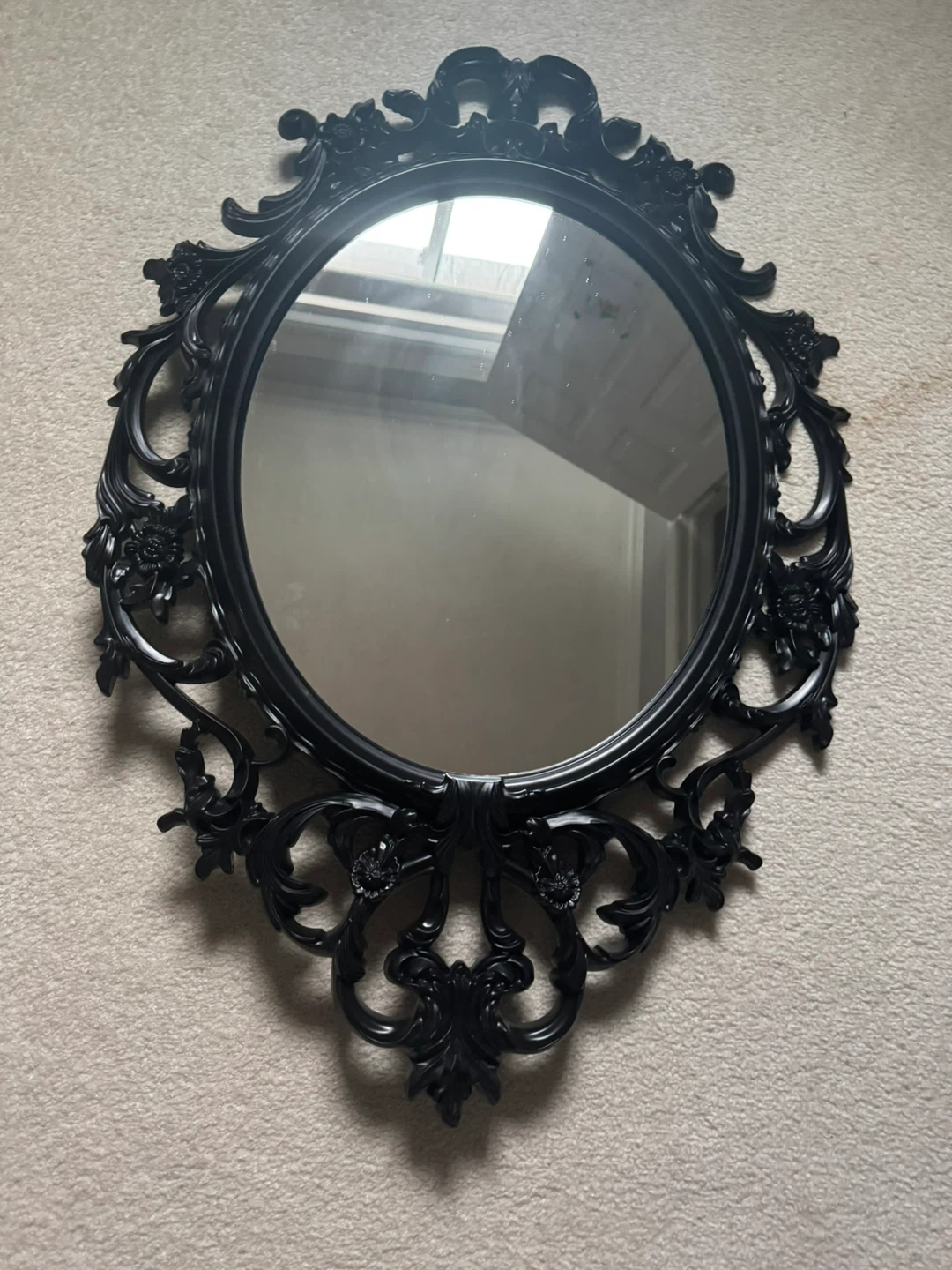Ornate IKEA  Black Oval Wall Mirror - photo 2