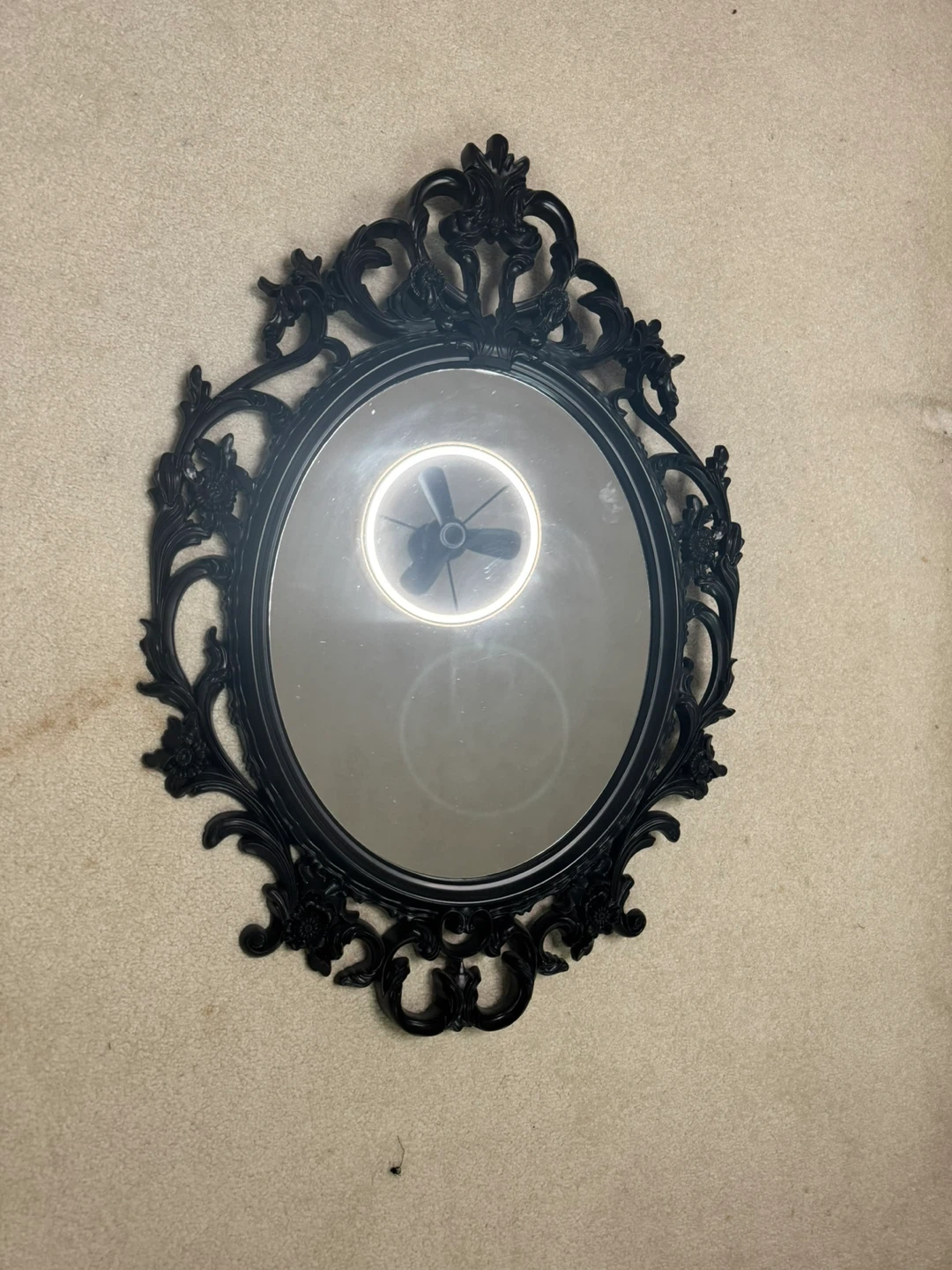Ornate IKEA  Black Oval Wall Mirror