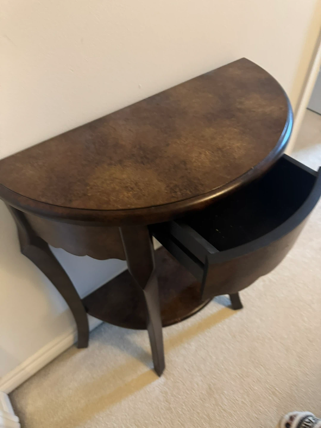 Dark Wood Console Table with Drawer - photo 3