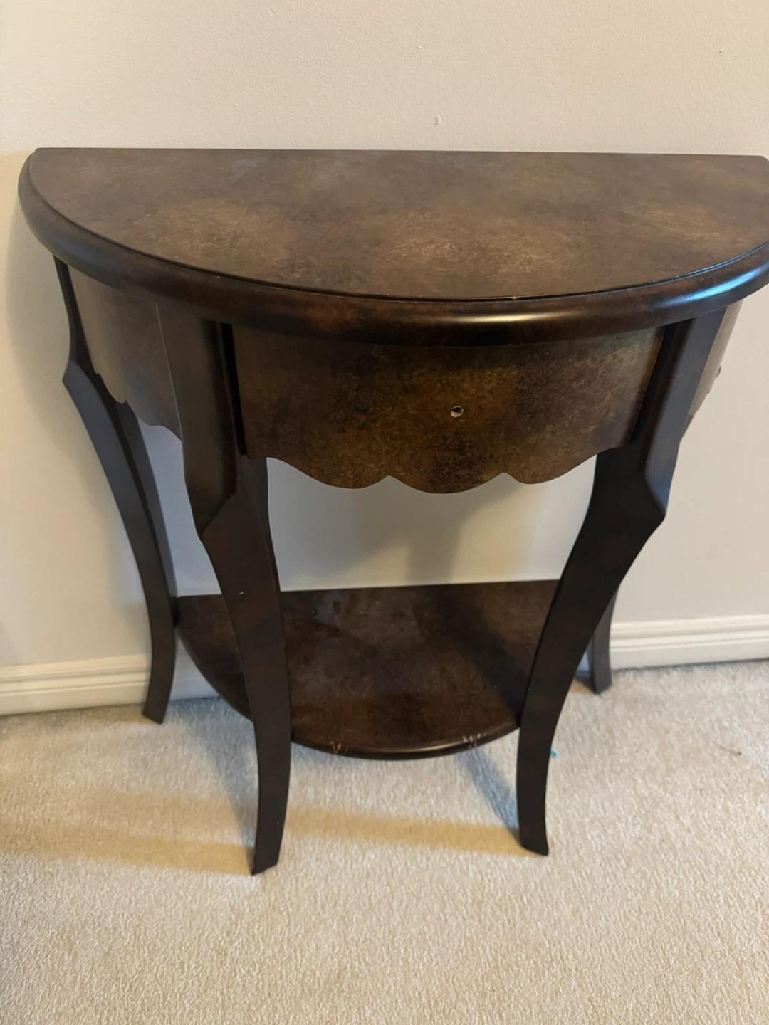 Dark Wood Console Table with Drawer - photo 2