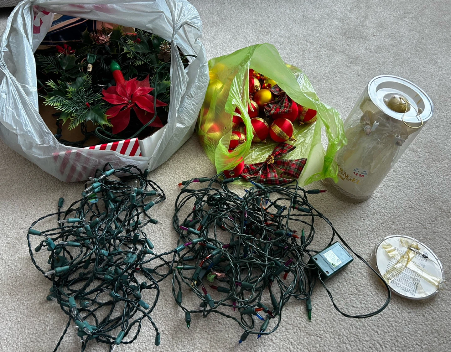 Christmas Decoration Bundle - Lights, Ornaments & Angel