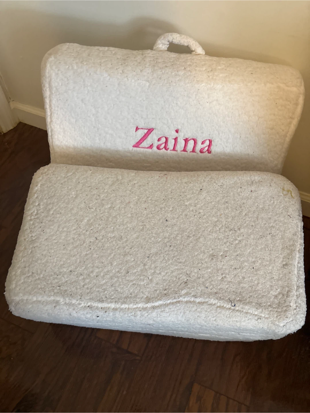 Personalized Foldable Floor Chair - White Sherpa - photo 2