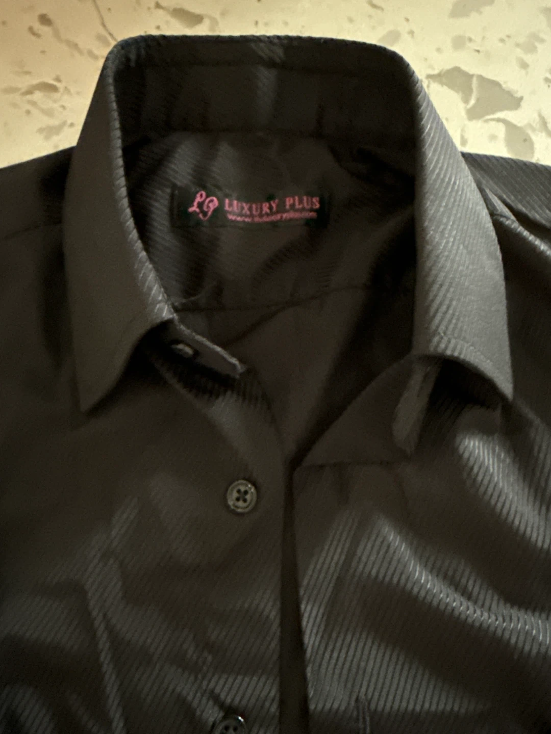 Luxury Plus Black Striped Dress Shirt