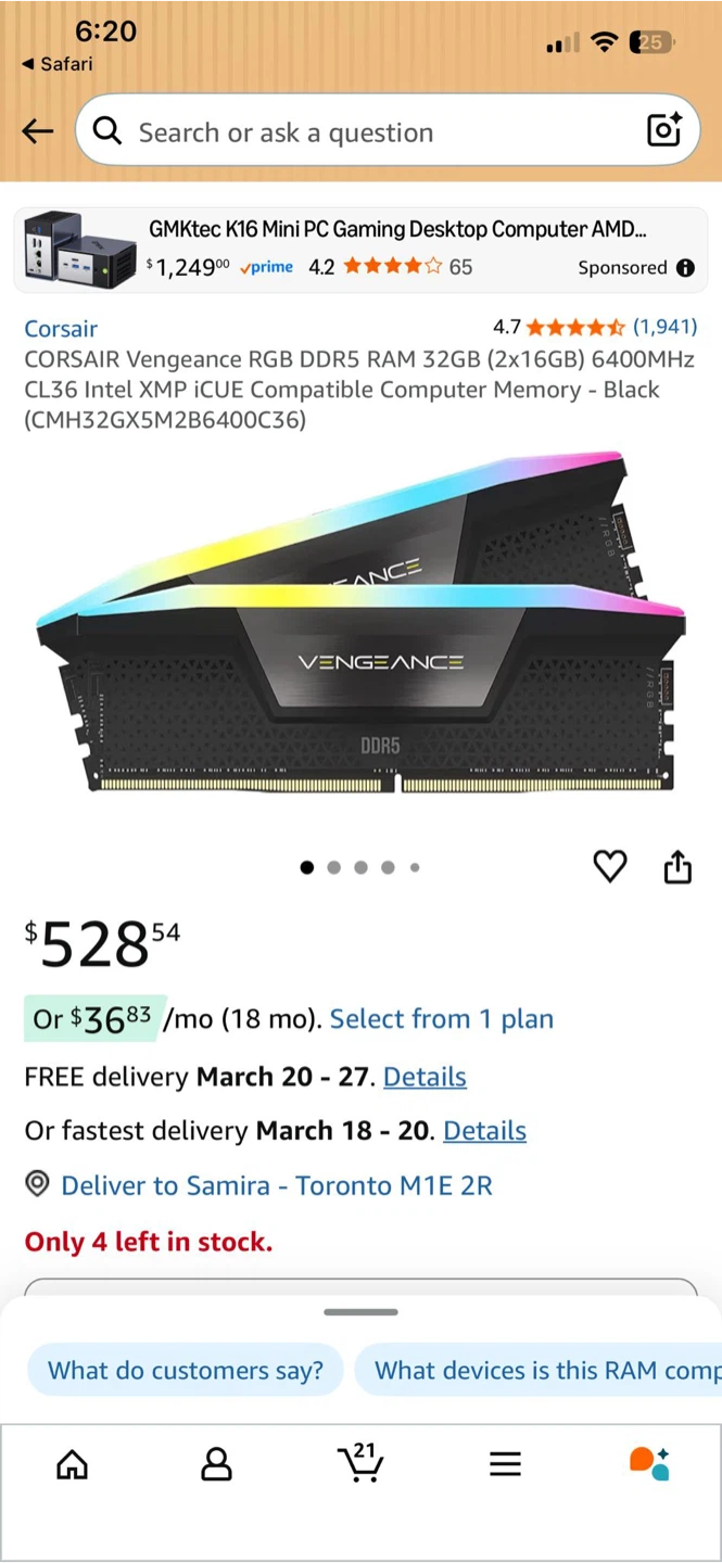 Corsair Vengeance RGB DDR5 RAM 32GB (2x16GB) 6400MHz - photo 3