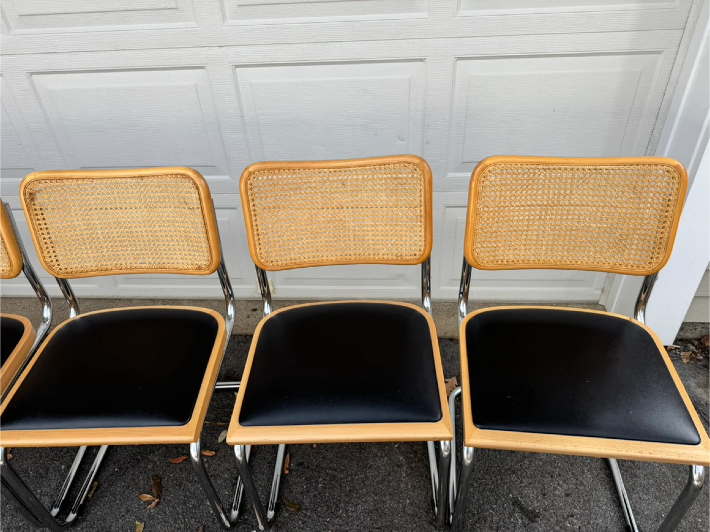 Set of 5 Mid-Century Modern Cane and Wood Dining Chairs - photo 4