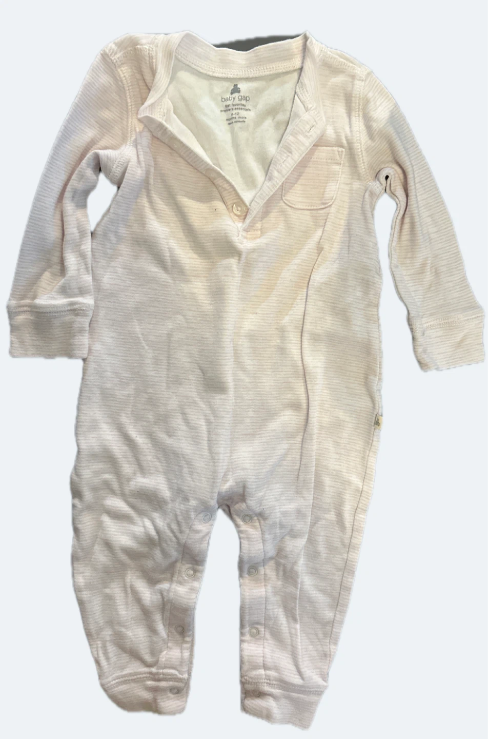 Baby Gap Pink Striped Sleepsuit - 6-12 Months