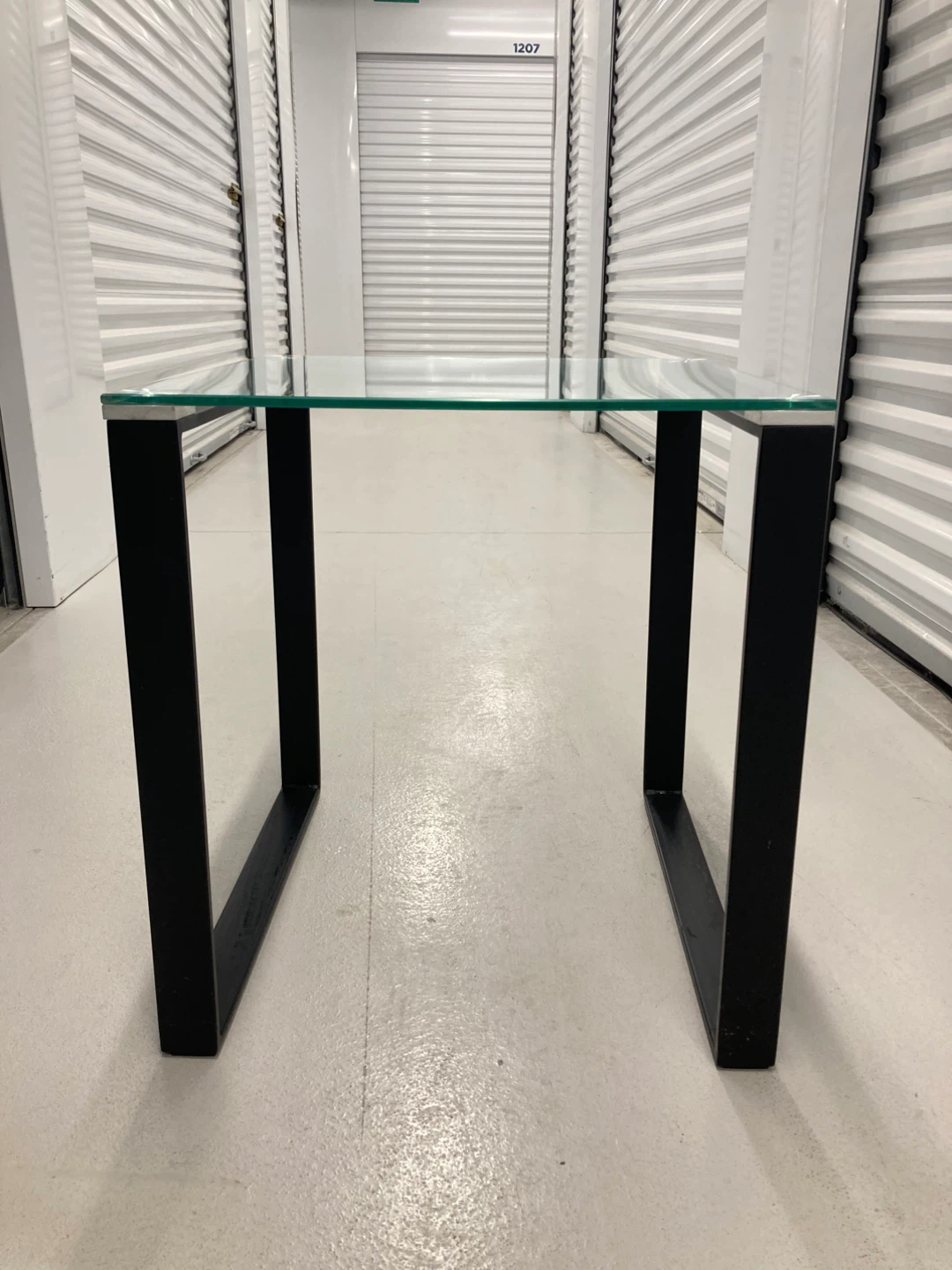 Glass and Black Metal Side Table