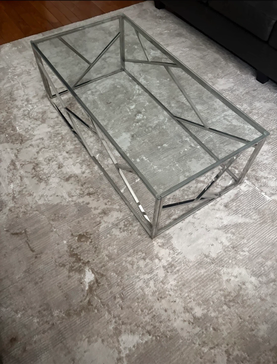 Modern Glass and Chrome Coffee Table