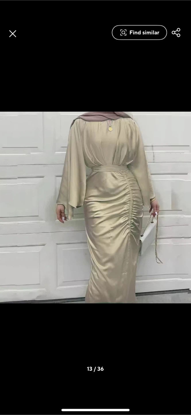 Eid Djellaba Feminine Muslim Dress Dubai Shiny Soft Silky - photo 2