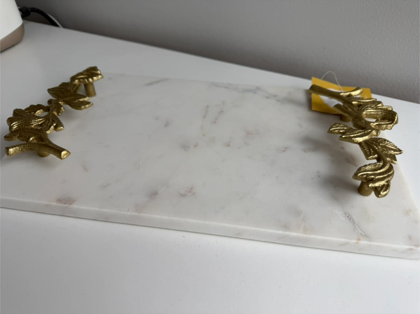 Marble Serving Tray with Gold Leaf Handles - photo 3