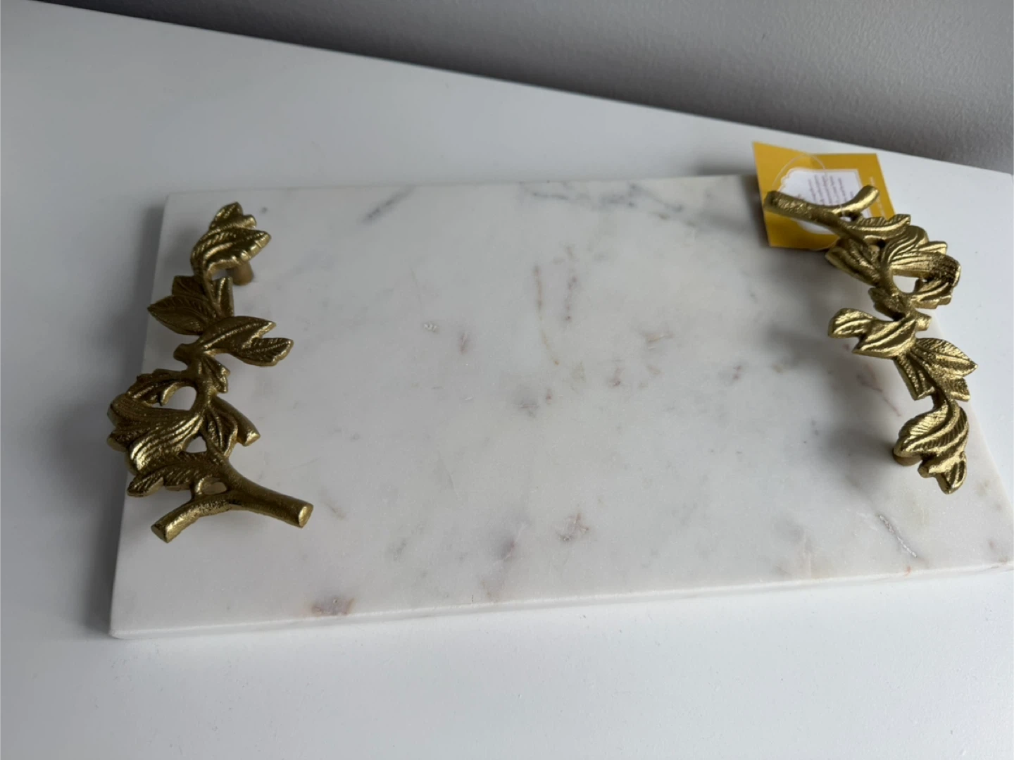 Marble Serving Tray with Gold Leaf Handles - photo 4