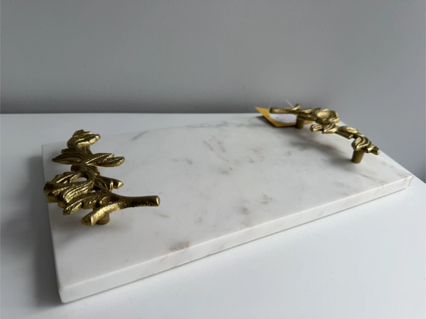 Marble Serving Tray with Gold Leaf Handles