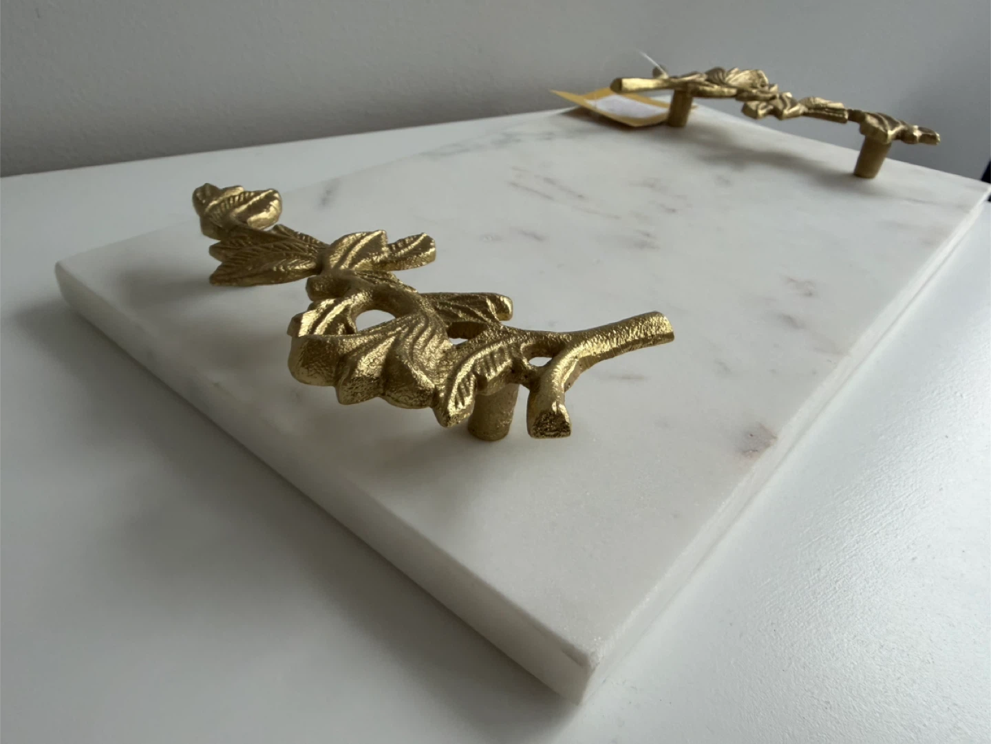 Marble Serving Tray with Gold Leaf Handles - photo 2