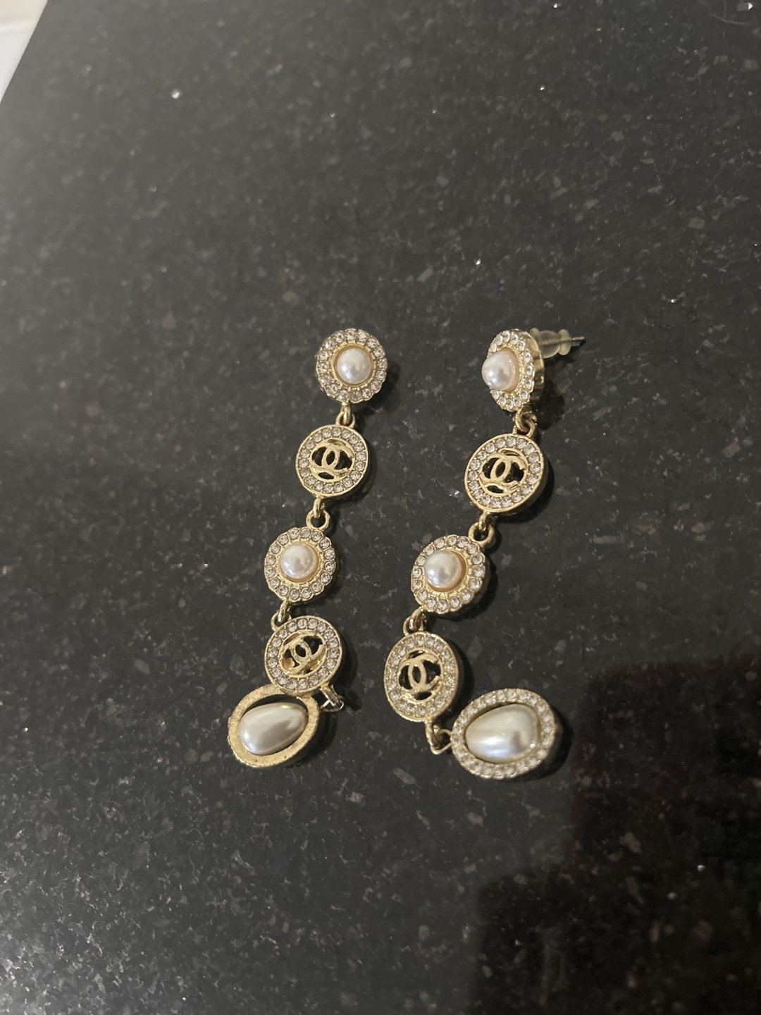 CC Pearl Drop Earrings