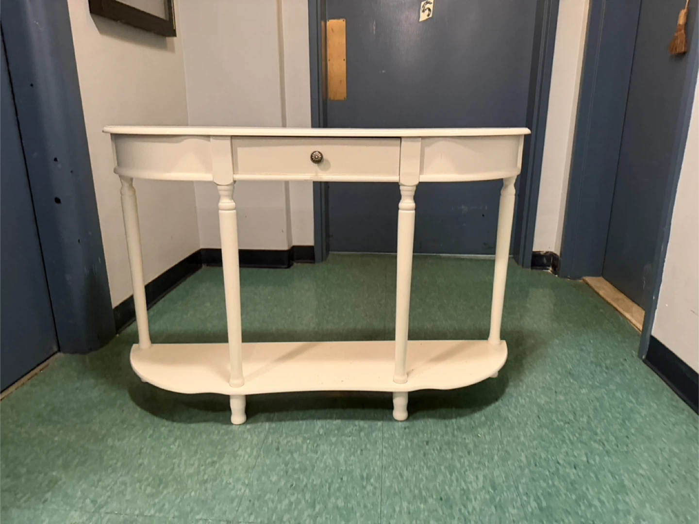 Cream Console Table with Drawer and Shelf