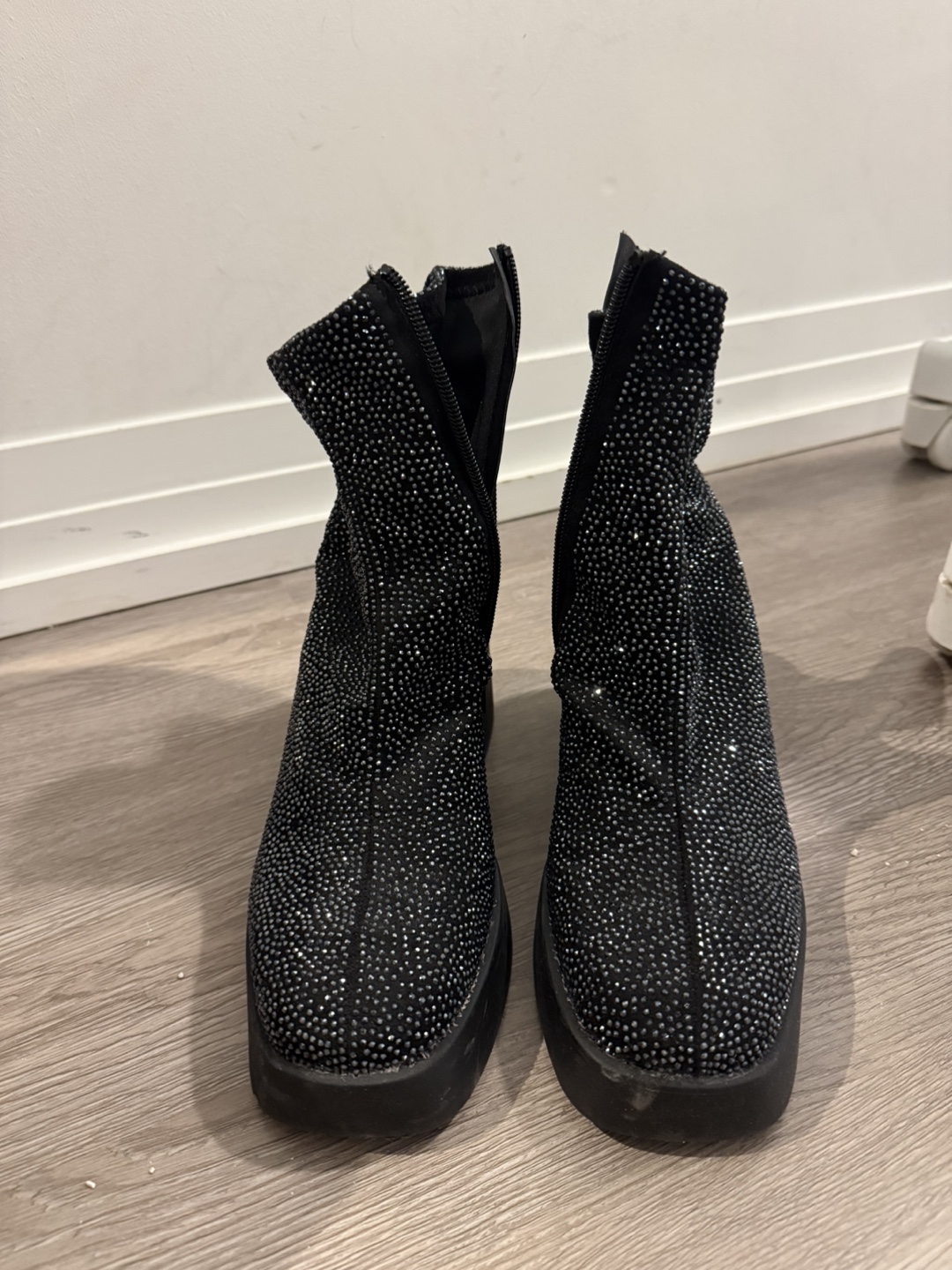 Black Rhinestone Platform Boots - photo 2