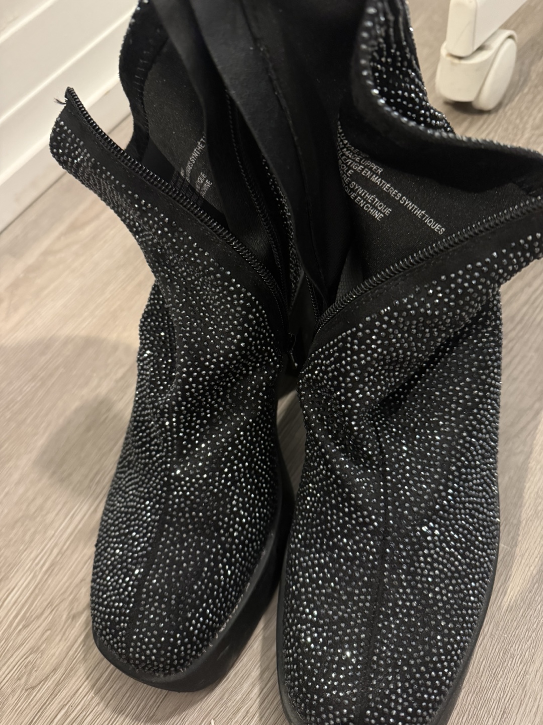 Black Rhinestone Platform Boots - photo 3