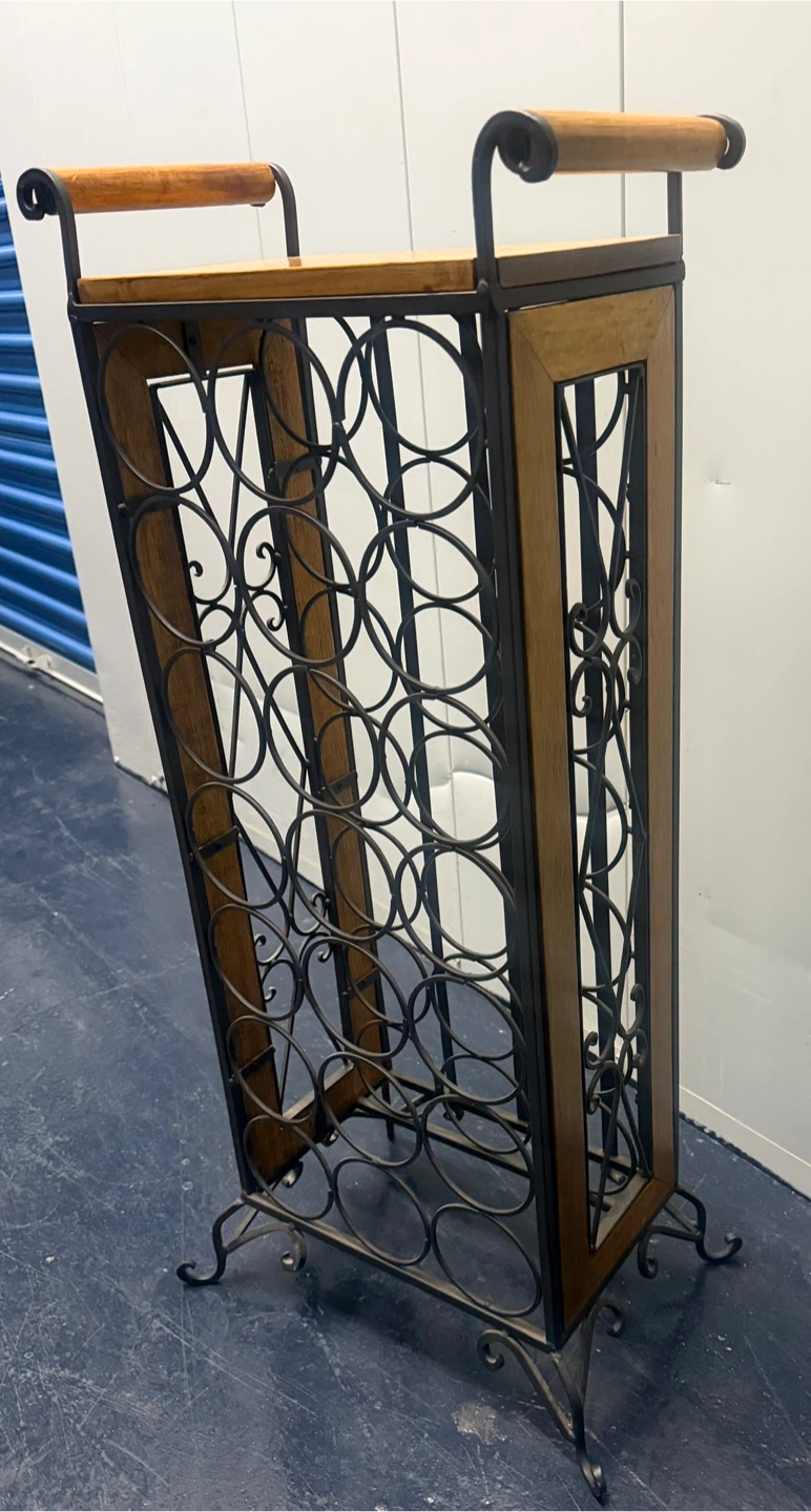 Tall Metal and Wood Wine Rack - photo 2