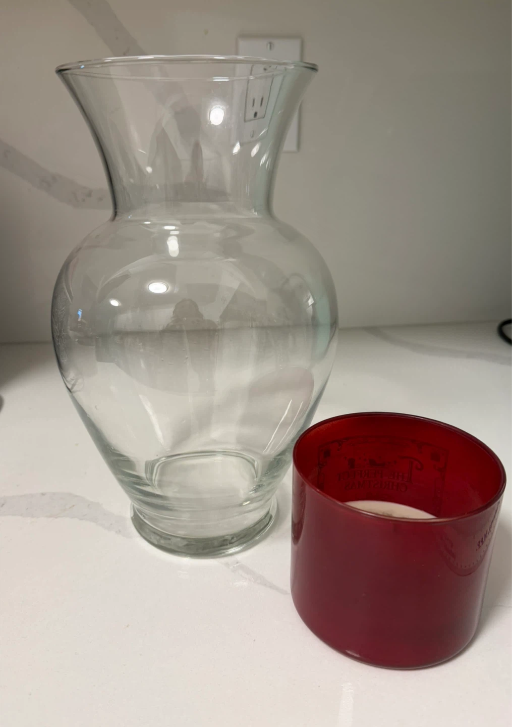 Large clear glass vase