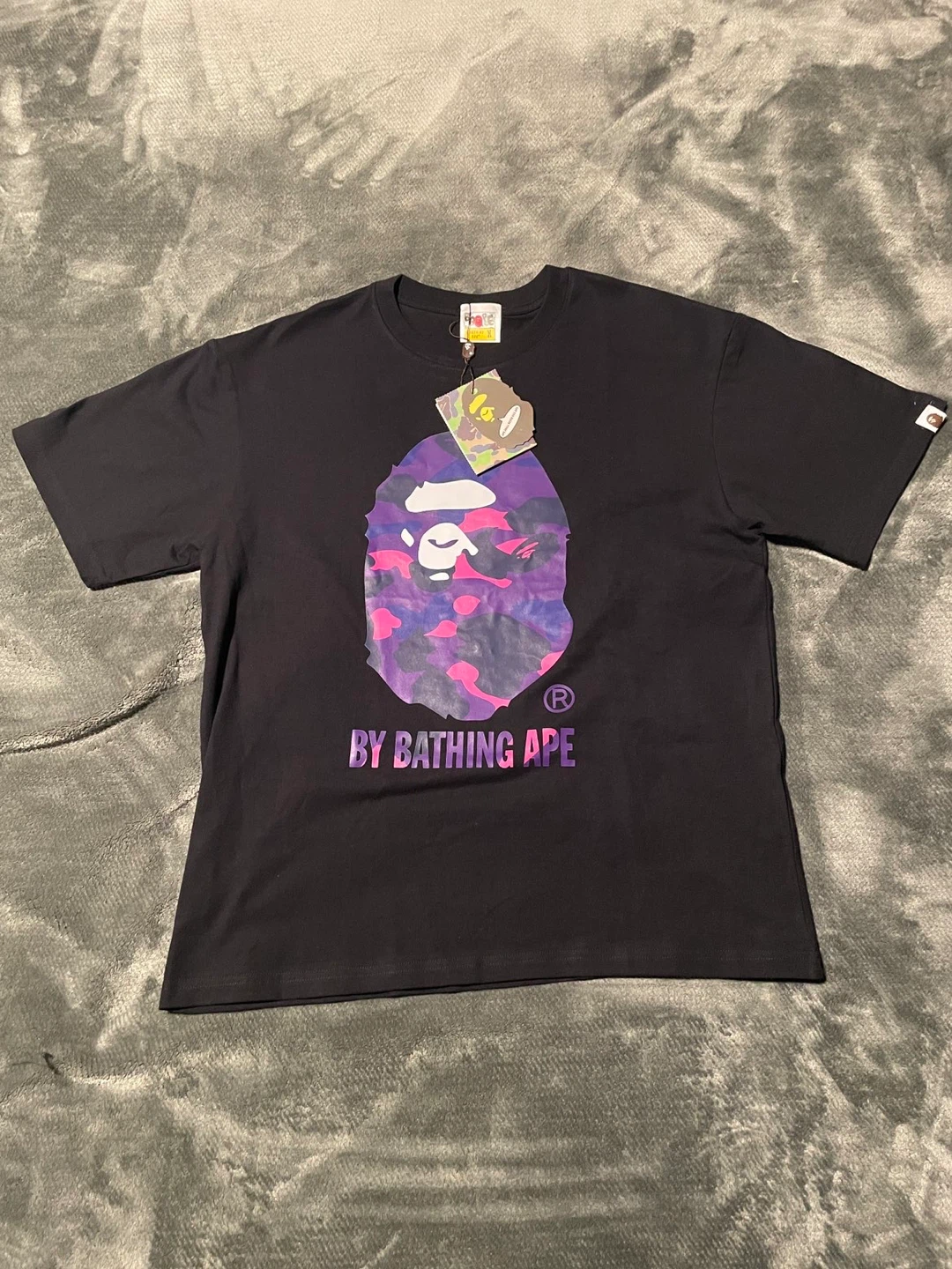 Bathing Ape Black T-Shirt with Camo Ape Head Design - photo 2