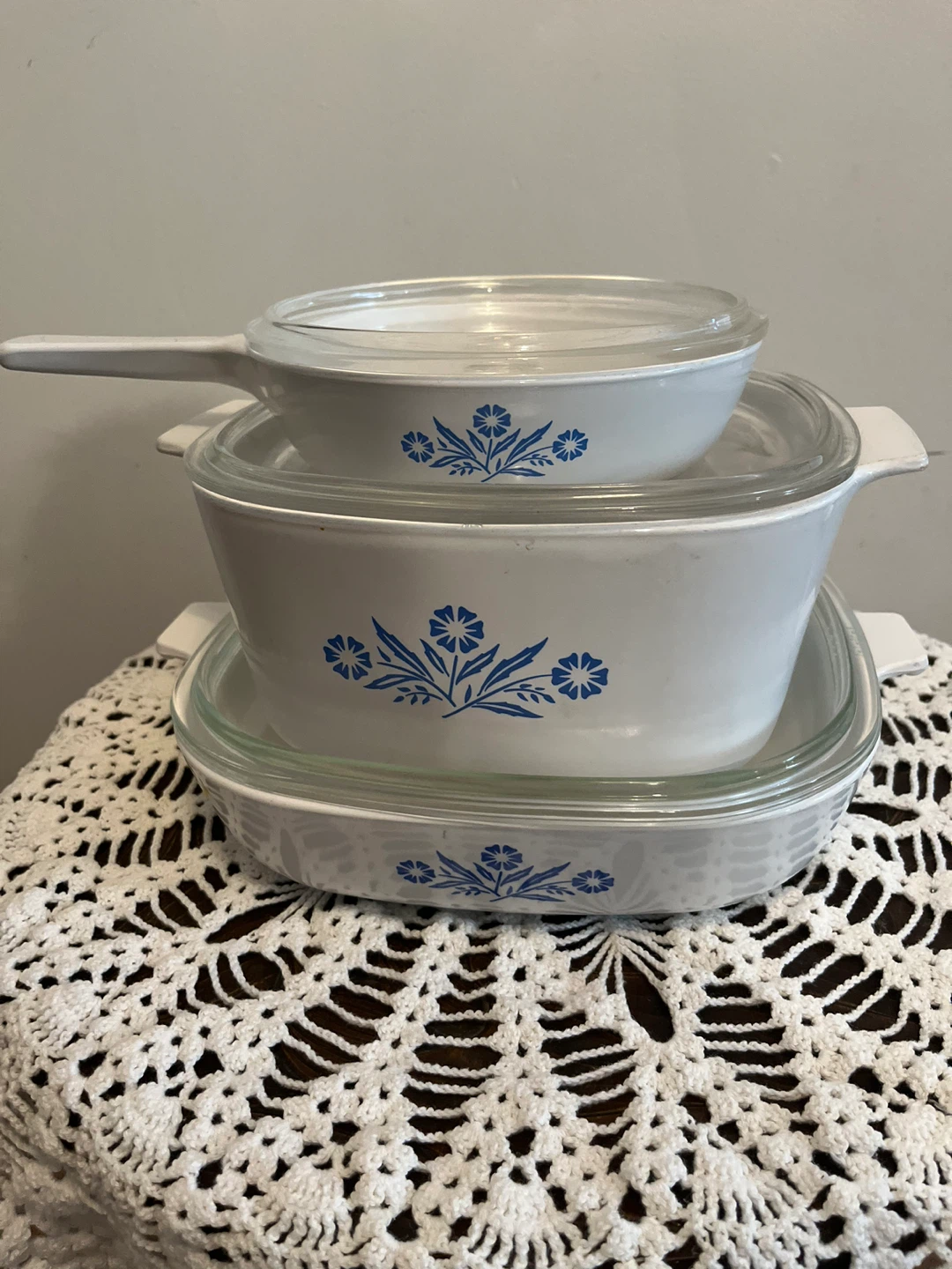 CorningWare Blue Cornflower Casserole Dishes with Lids