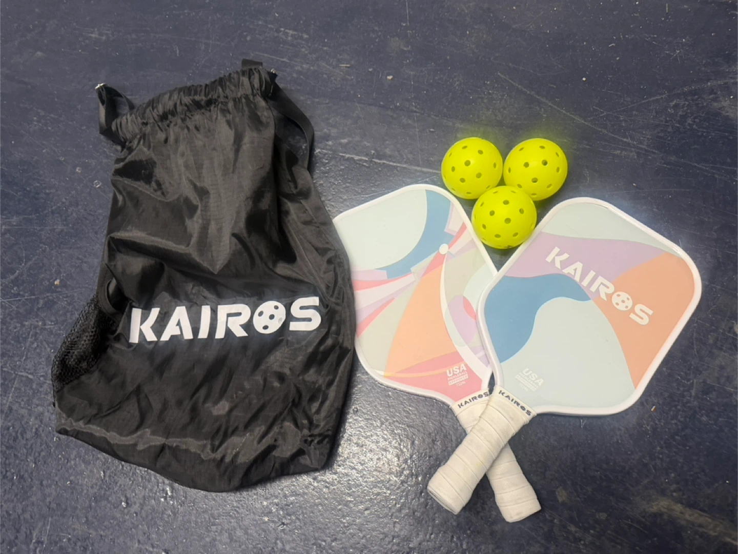 Kairos Pickleball Paddles Set with 3 Balls and Bag