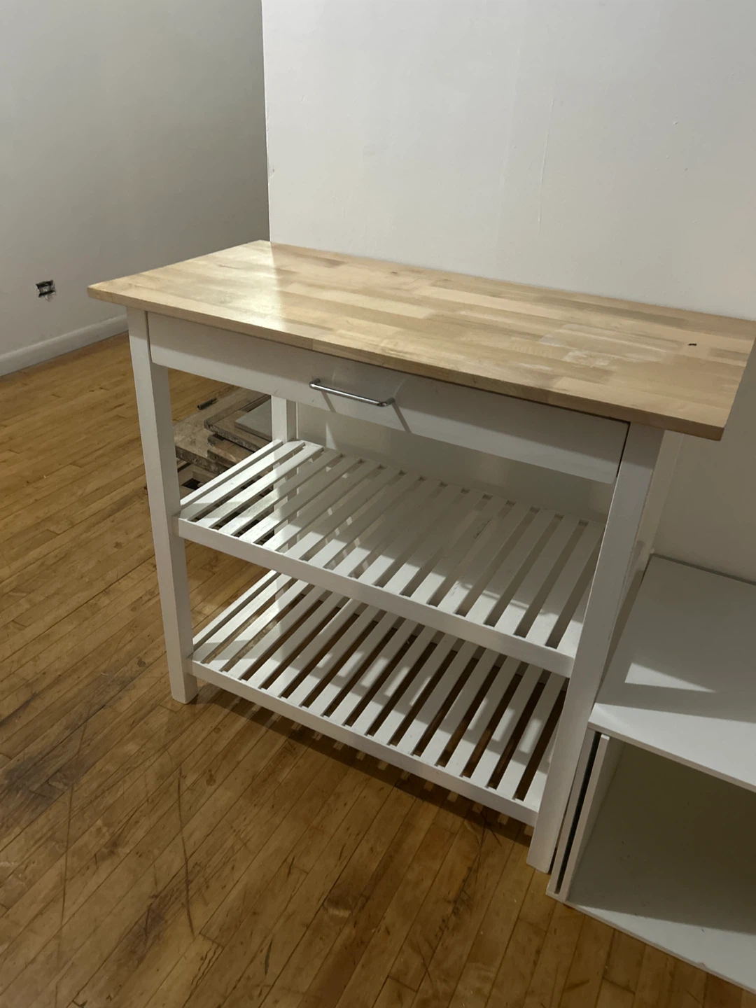 White Kitchen Island Cart with Wood Top