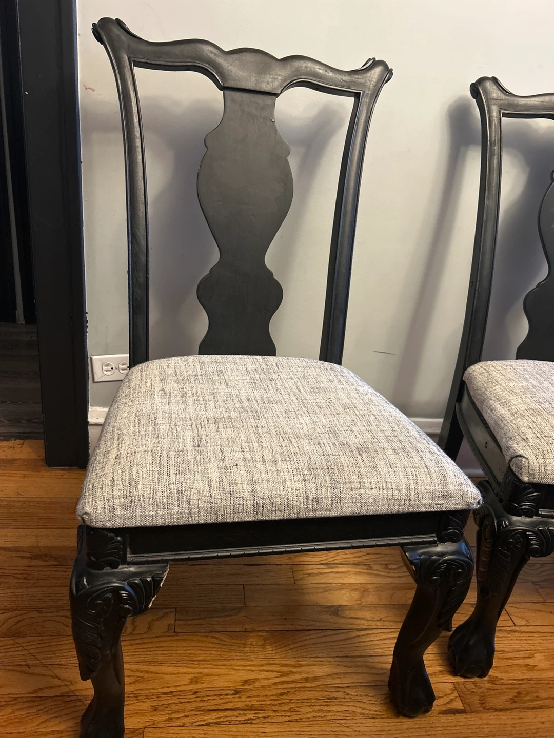 Set of 4 Black Dining Chairs with Upholstered Seats - photo 2