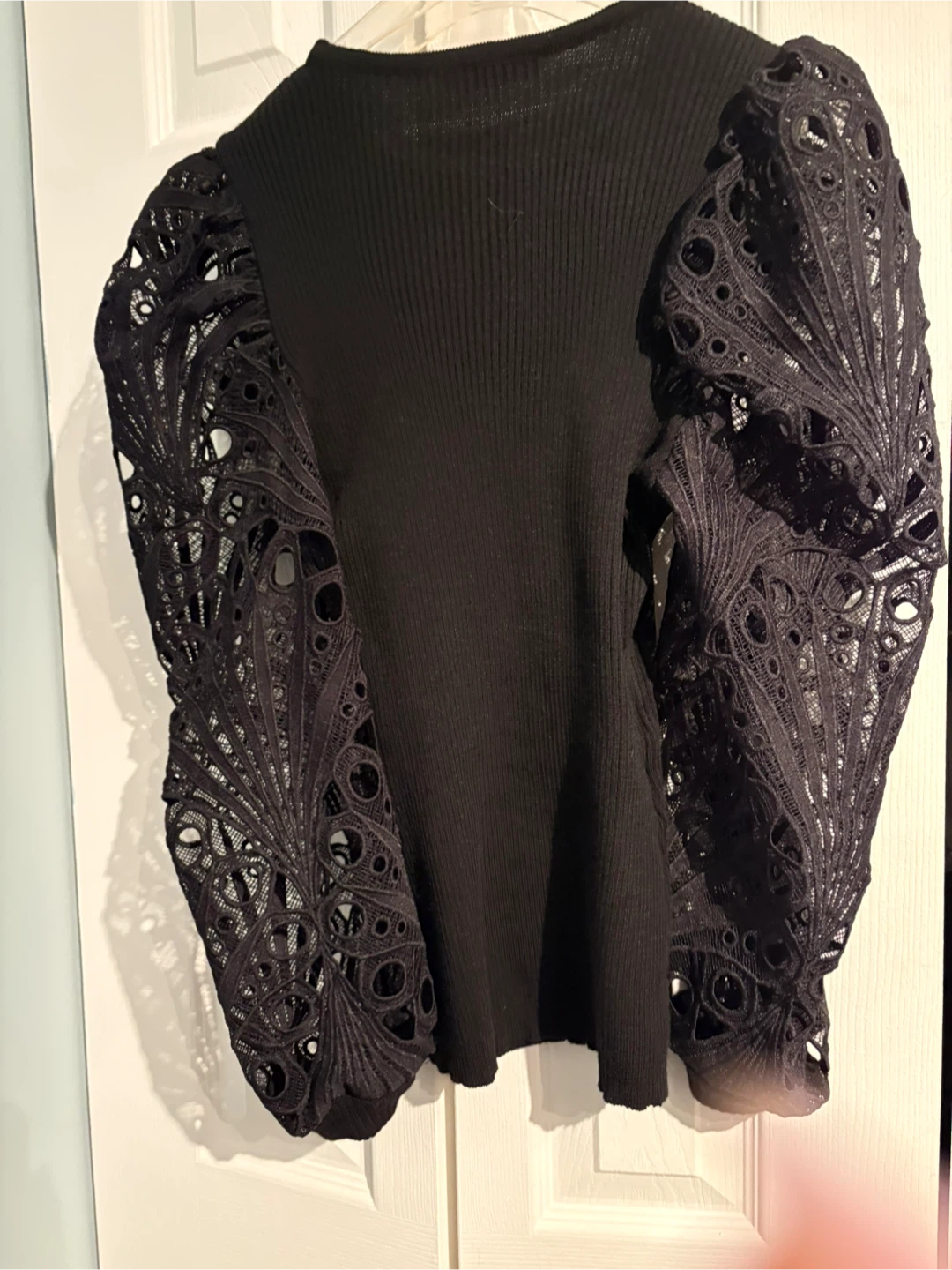 Black Lace Puff Sleeve Top - photo 2