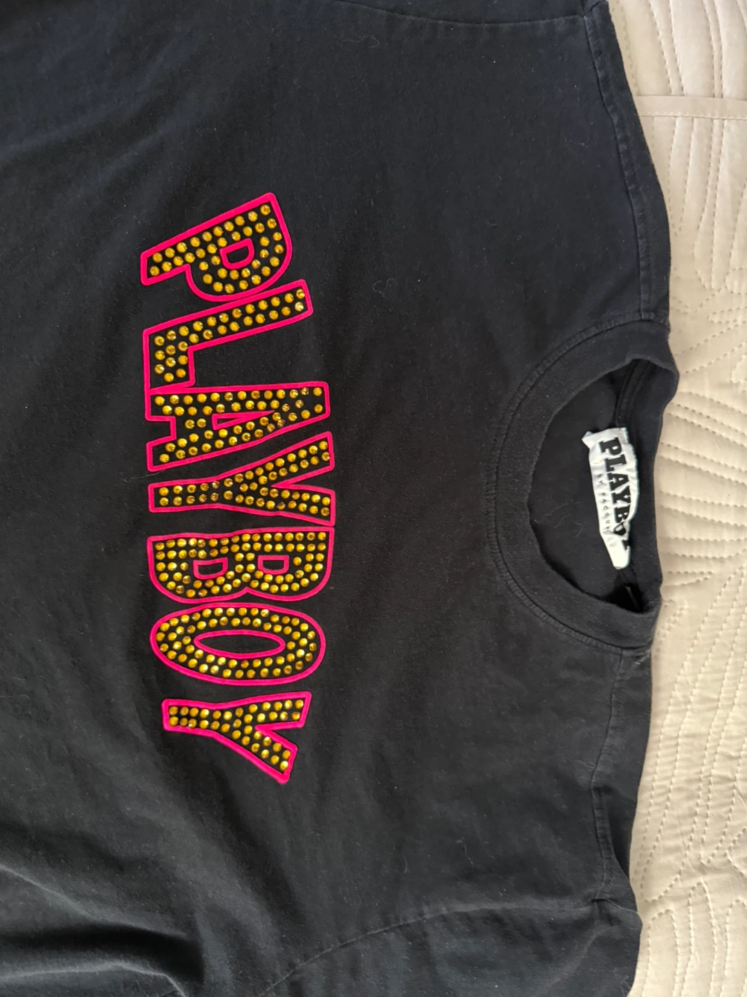 Playboy Rhinestone Logo T-Shirt - photo 3