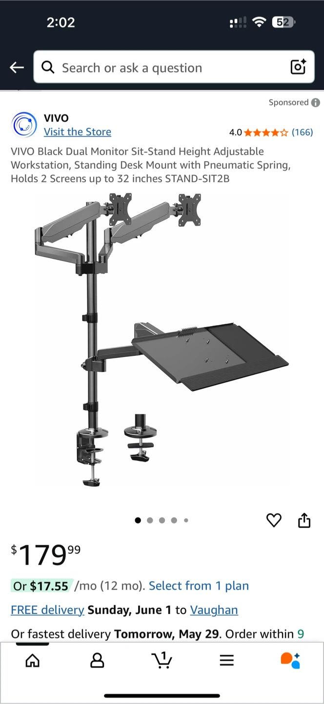 VIVO dual monitor sit-stand workstation