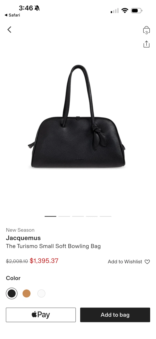Jacquemus The Turismo Small Soft Bowling Bag