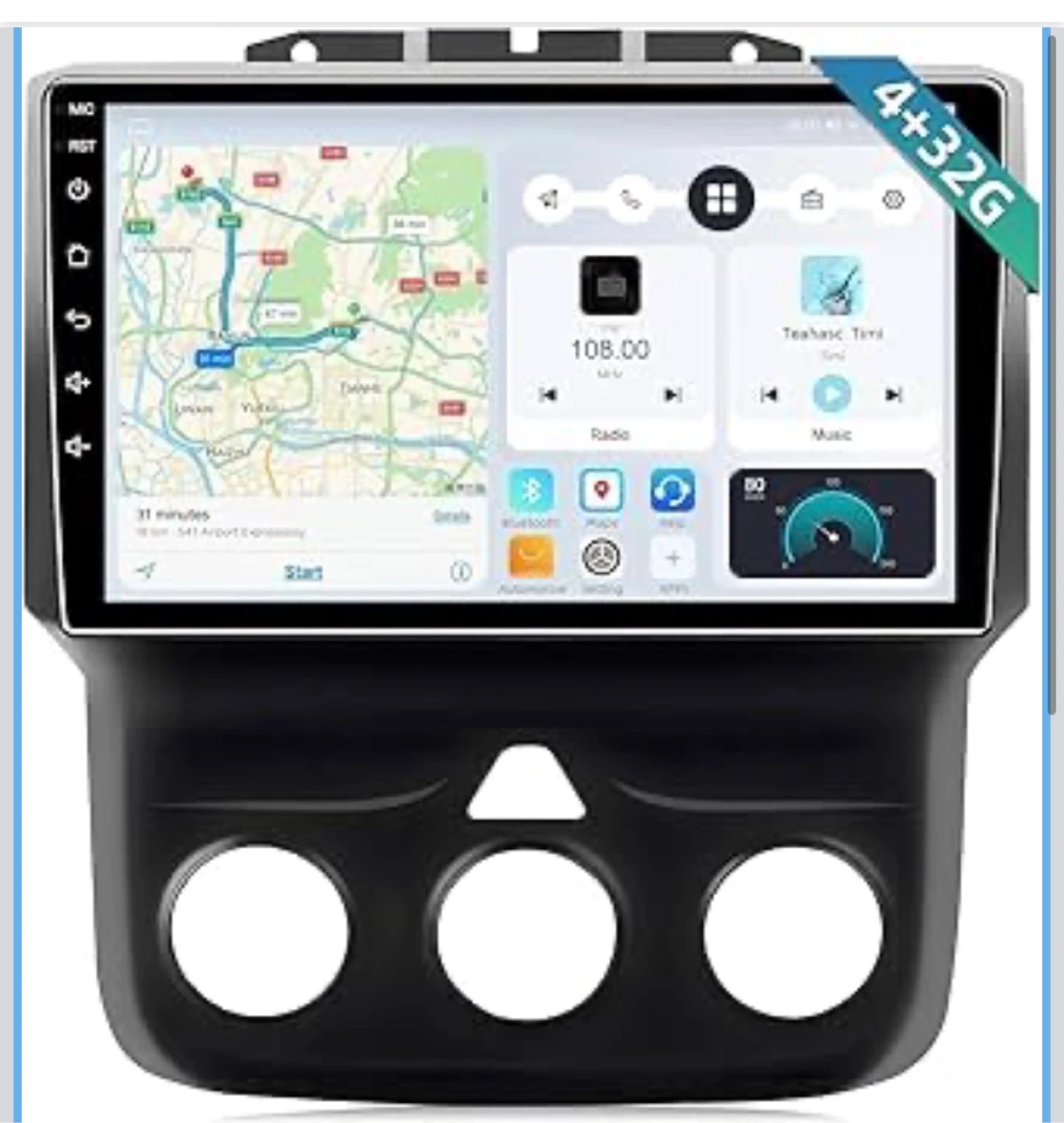 Car Radio 4+32G with 5G WiFi, CarPlay & Android Auto