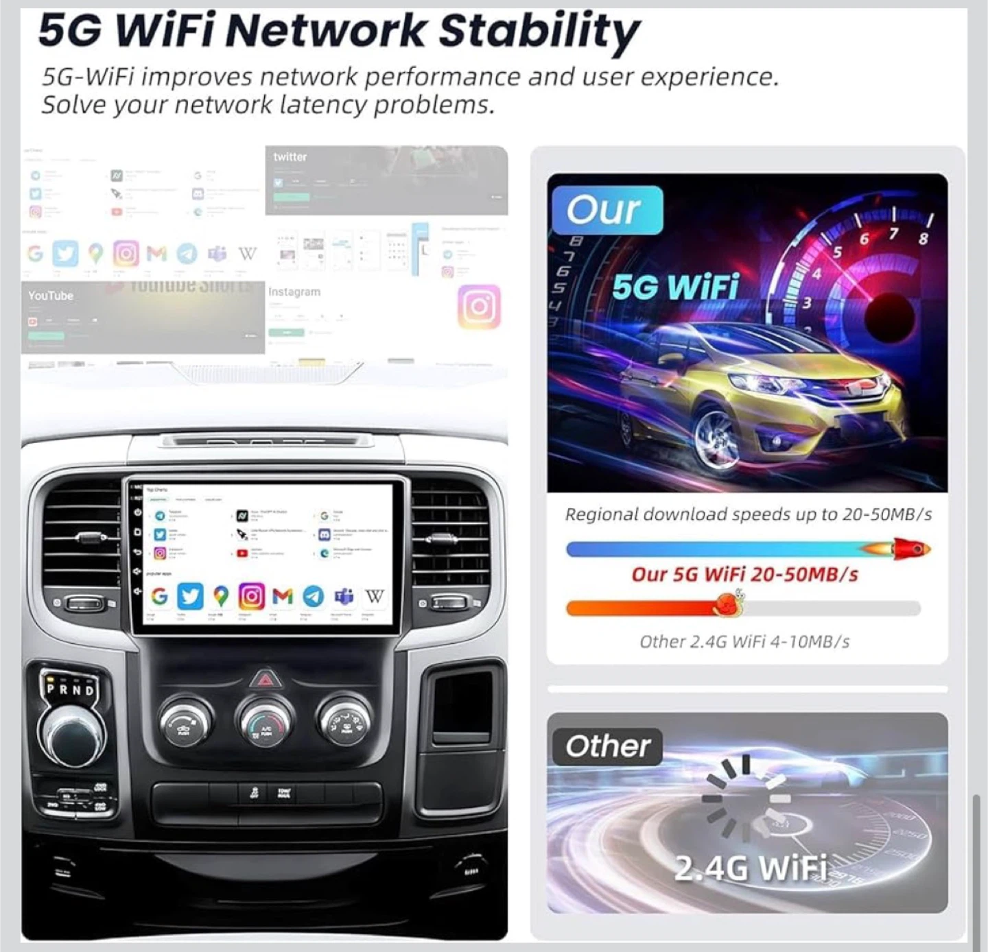 Car Radio 4+32G with 5G WiFi, CarPlay & Android Auto - photo 2