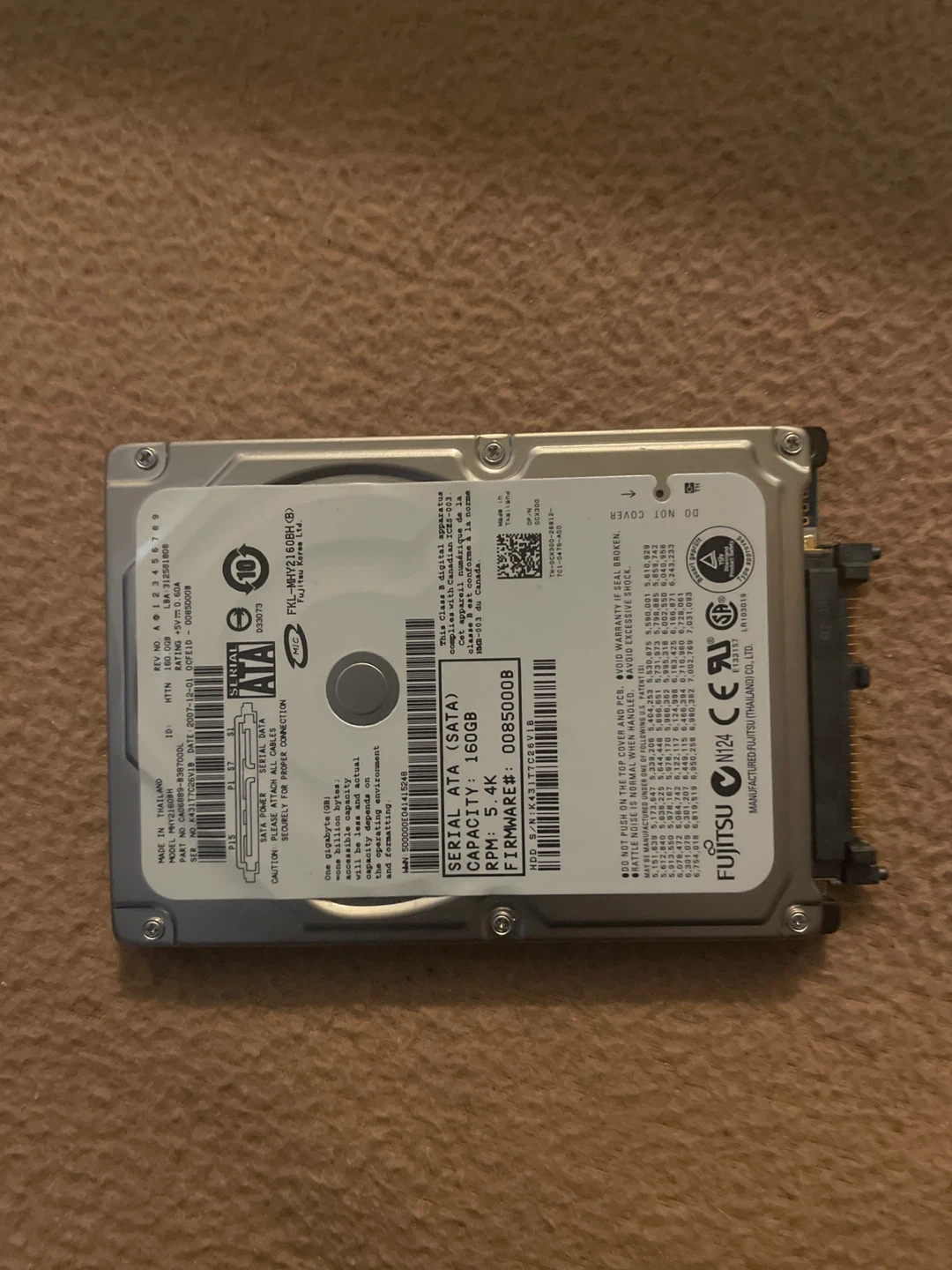 Fujitsu 160GB SATA Hard Drive MHY2160BH
